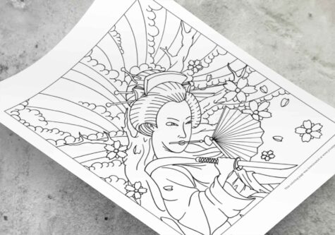 Space Bastard Japanese Geisha Coloring Page